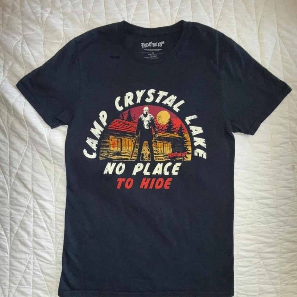 Friday‎ the 13th Graphic Tee Mens Small Black Excellent Camp Crystal Lake Jason
